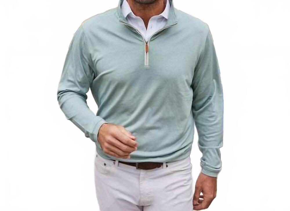 NEW COLLARS & CO. men's 1/4 zip long sleeve knit sweater in mint